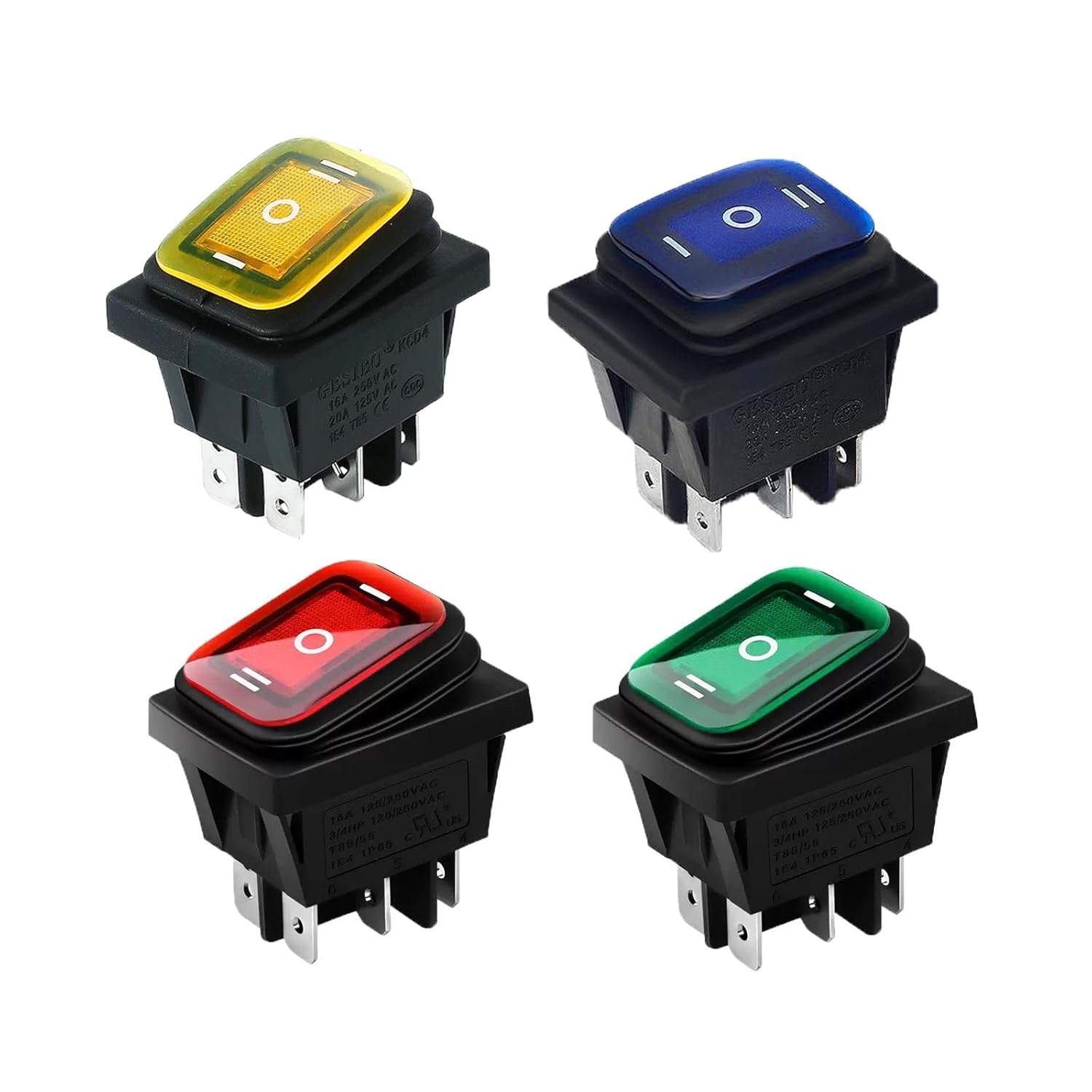 Thumbnail 6 de Switian 6Pcs DPDT Rocker Switch, 3-Position ON/OFF/ON Toggle (6 terminals) – 16A 250VAC / 20A 125VAC Panel Mount