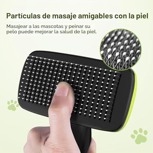 Detalle de Pecute Cepillo para perros y gatos: peine-cepillo ergonómico para pelajes cortos y largos