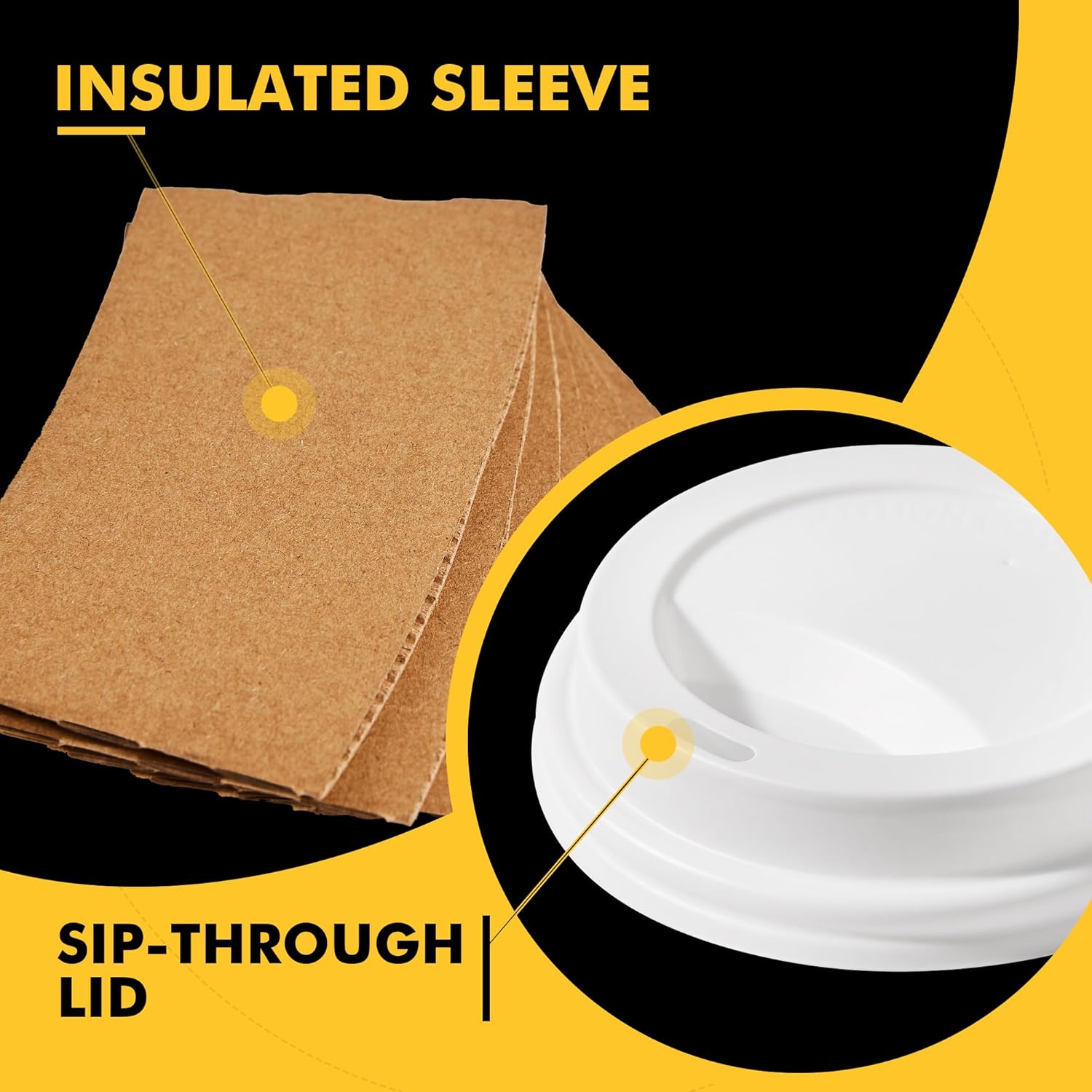 Thumbnail 3 de RACETOP 12 oz Disposable Paper Coffee Cups (100 Pack) with Lids, Sleeves & Stirring Sticks
