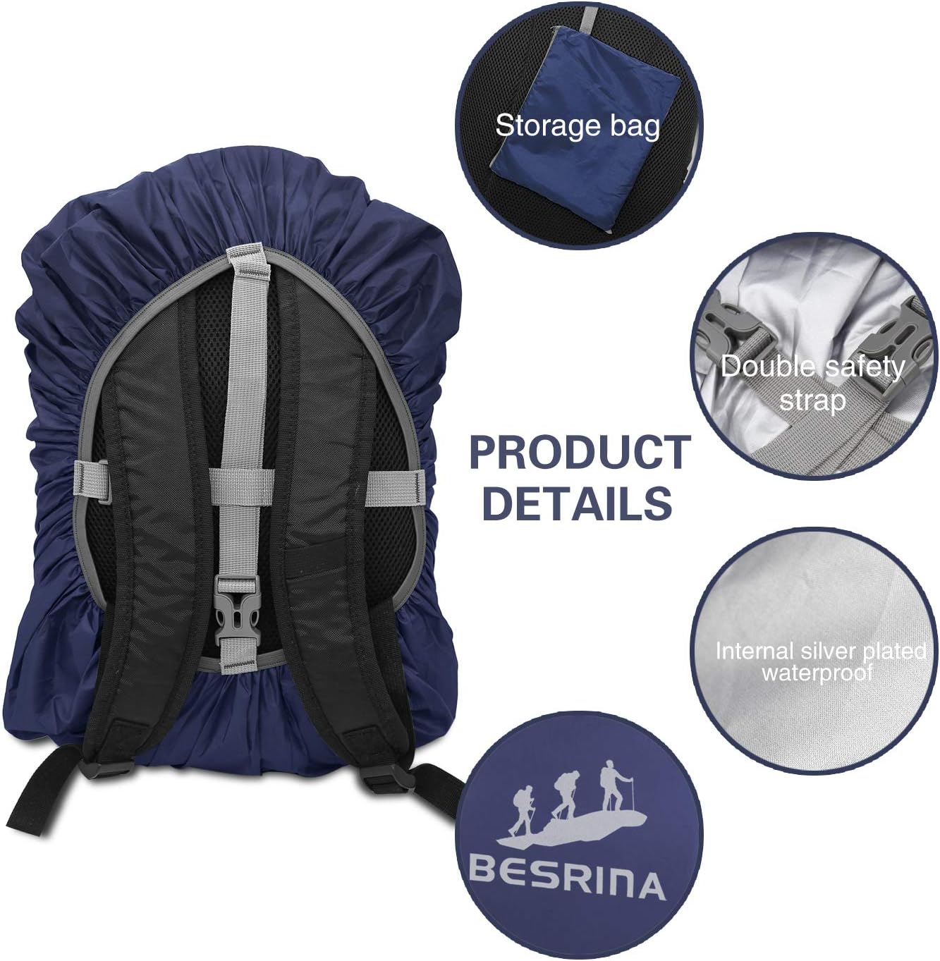 Detalle 2 de Besrina Rain Cover for 15 to 90L