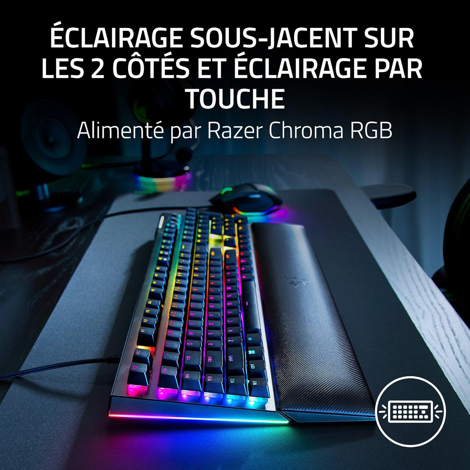 Thumbnail 2 de Razer BlackWidow V4 clavier gaming mécanique Chroma RGB (switches jaunes) – US noir