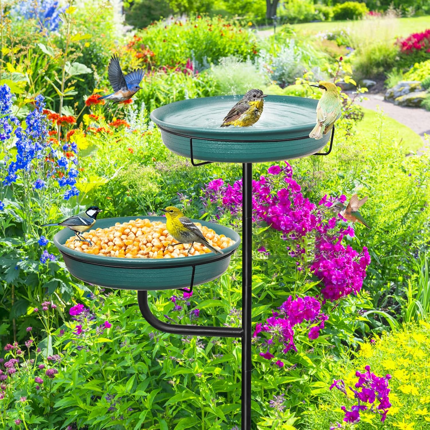 Thumbnail 3 de Vogeltränke Vogelbad Schale stehend – freistehende Vogelbad-Schüssel für den Garten (grün)