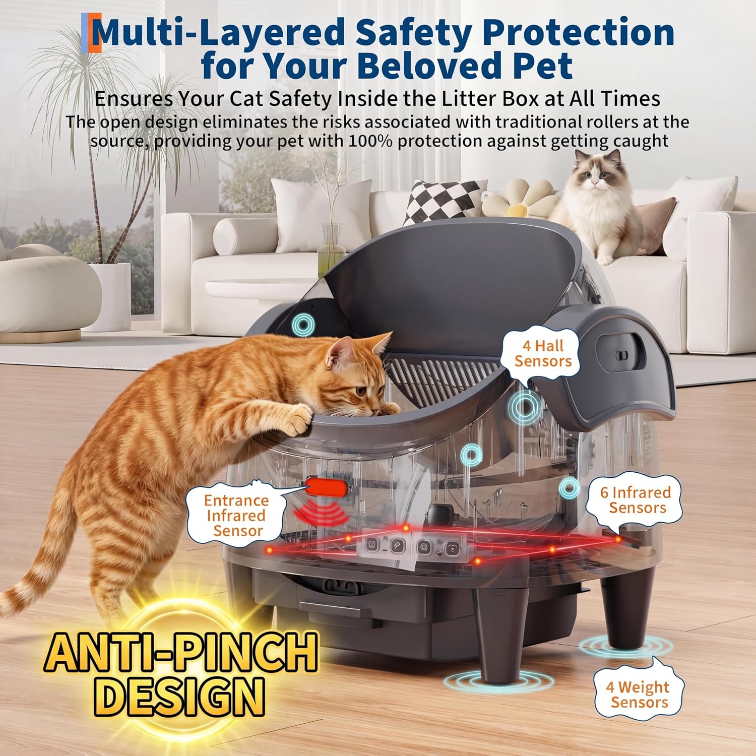 Detalle de Garvee aZ1-S3cpwEvafMejE-P-uV4RRbrg1 Self-Cleaning Cat Litter Box, Large, App-Controlled