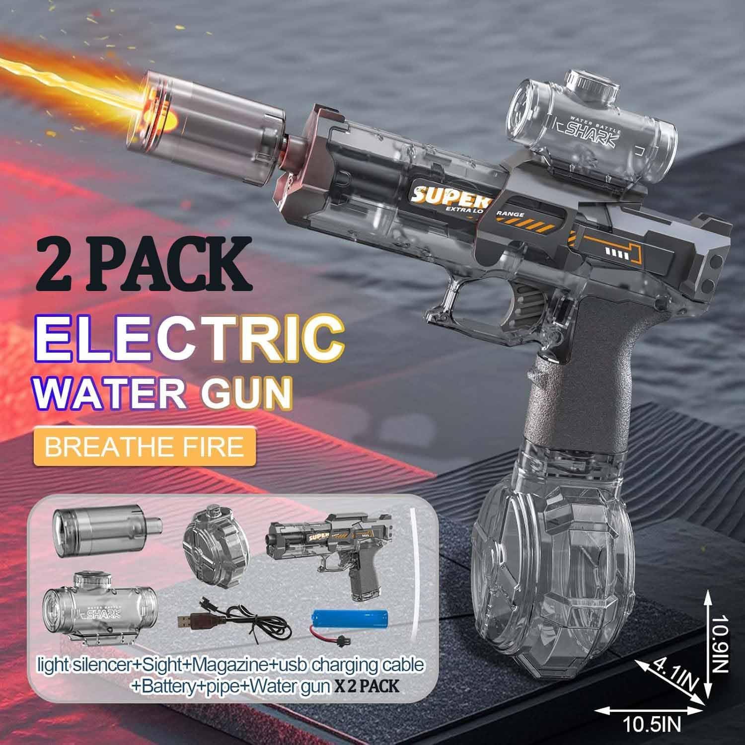 Detalle de 2-Pack Electric Water Guns for Adults and Kids with LED Lights – Ultra Long Range, 320cc Capacity (Grey + Blue)