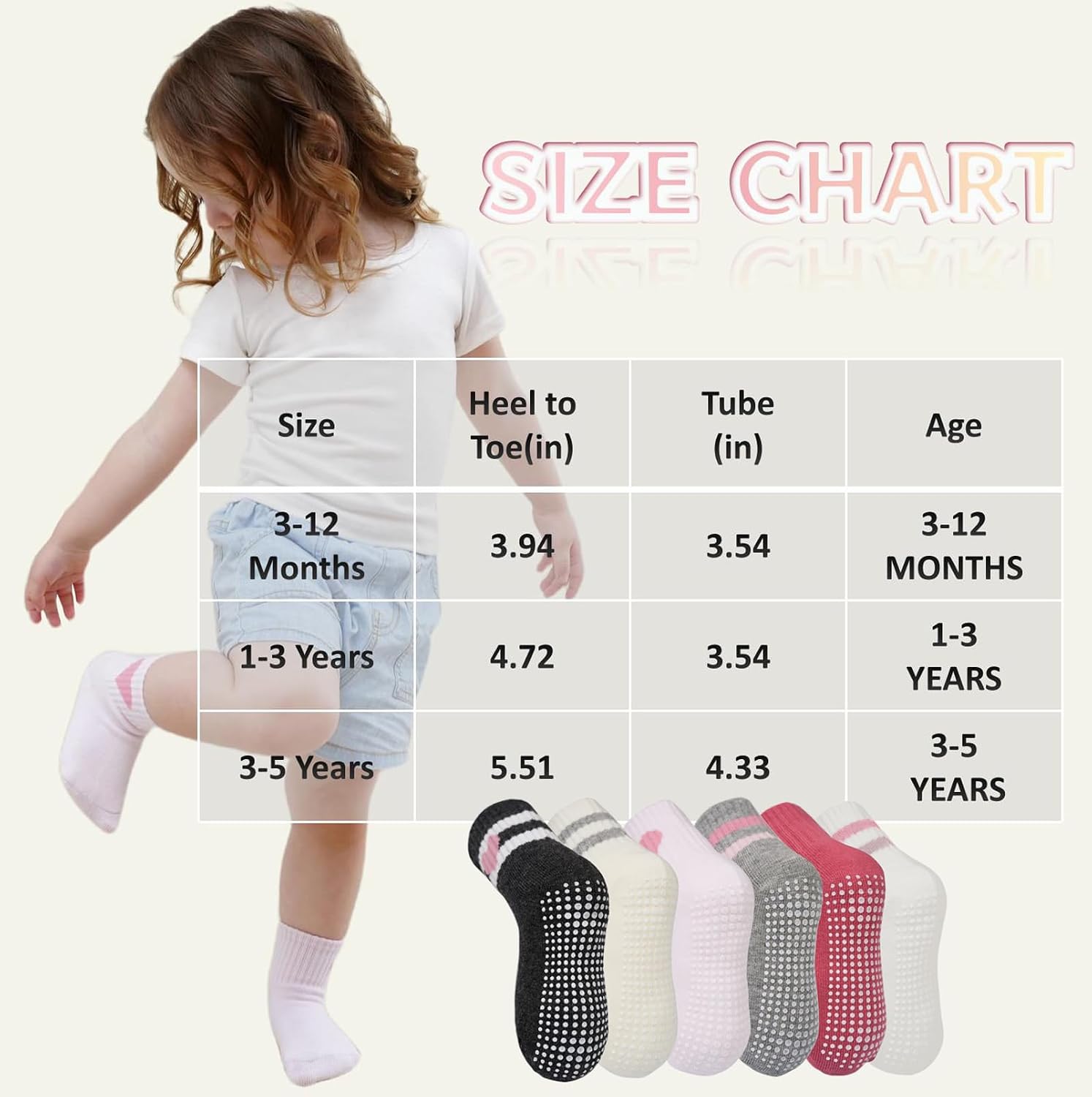 Detalle de Wamvp Toddler Grip Socks, 6-Pair Set