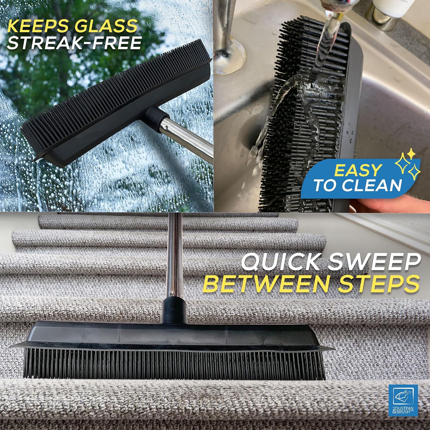 Thumbnail 2 de Rubber Broom Carpet Brush Indoor Floor & Carpet Sweeper with Silicone Bristles and Long Collapsible Handle