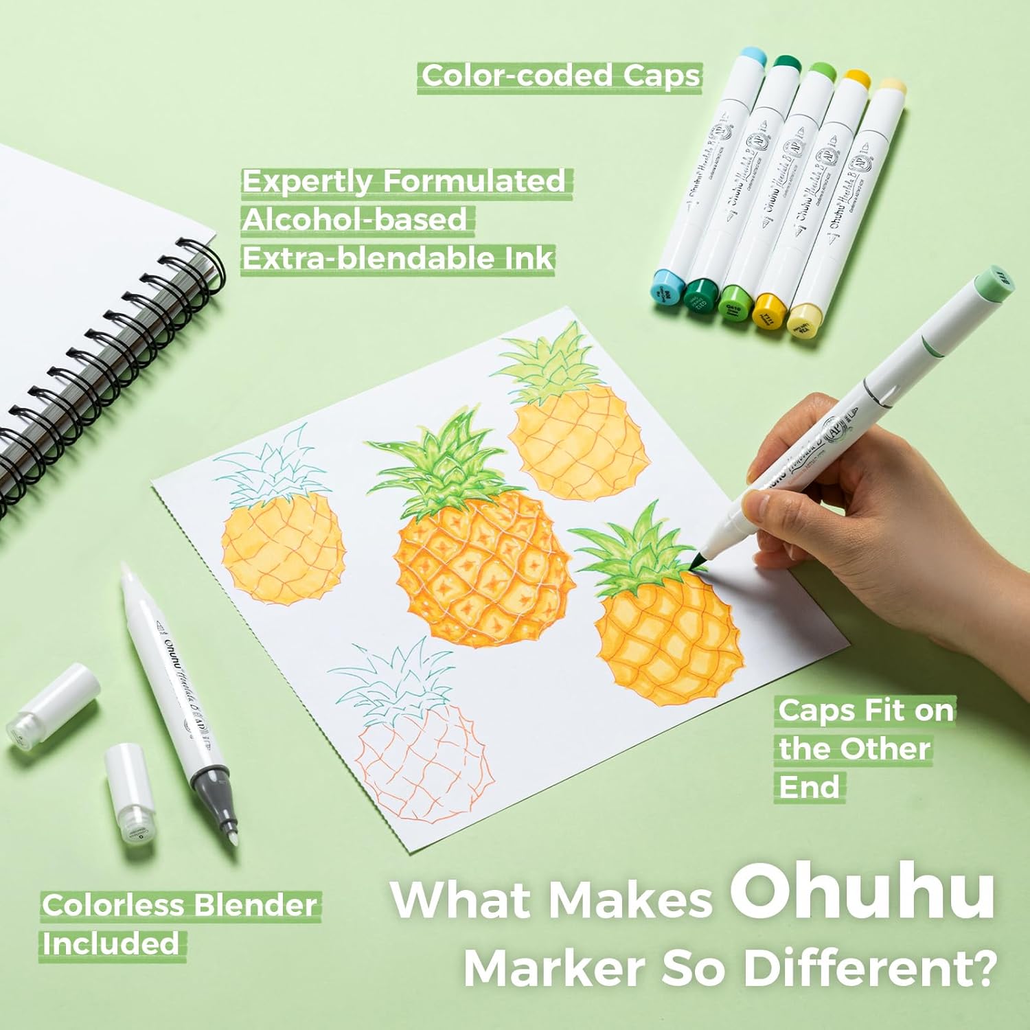 Thumbnail 5 de Ohuhu Alcohol Brush Markers 216 colours 🎨