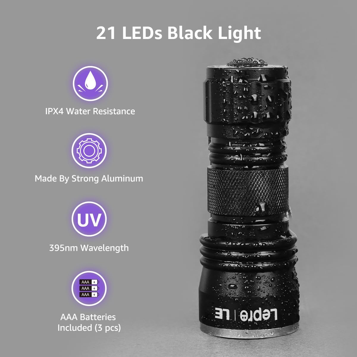 Detalle de Lepro 21 LED 395nm UV Torch