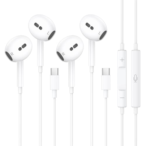 Pack de 2 auriculares USB-C In-Ear tipo C con micrófono y control de llamadas Luregirl
