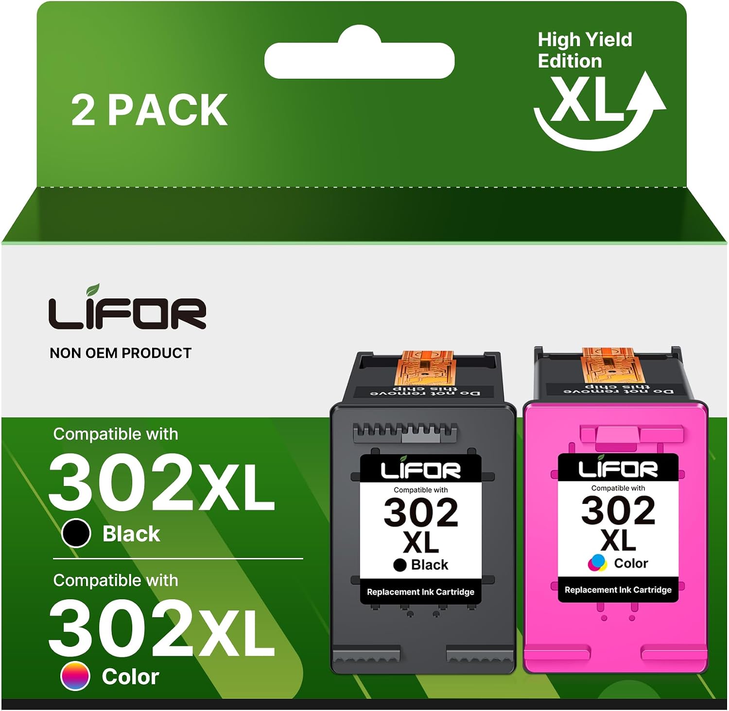 Detalle de LIFOR 302XL remanufactured ink cartridges 2-pack đź–¨