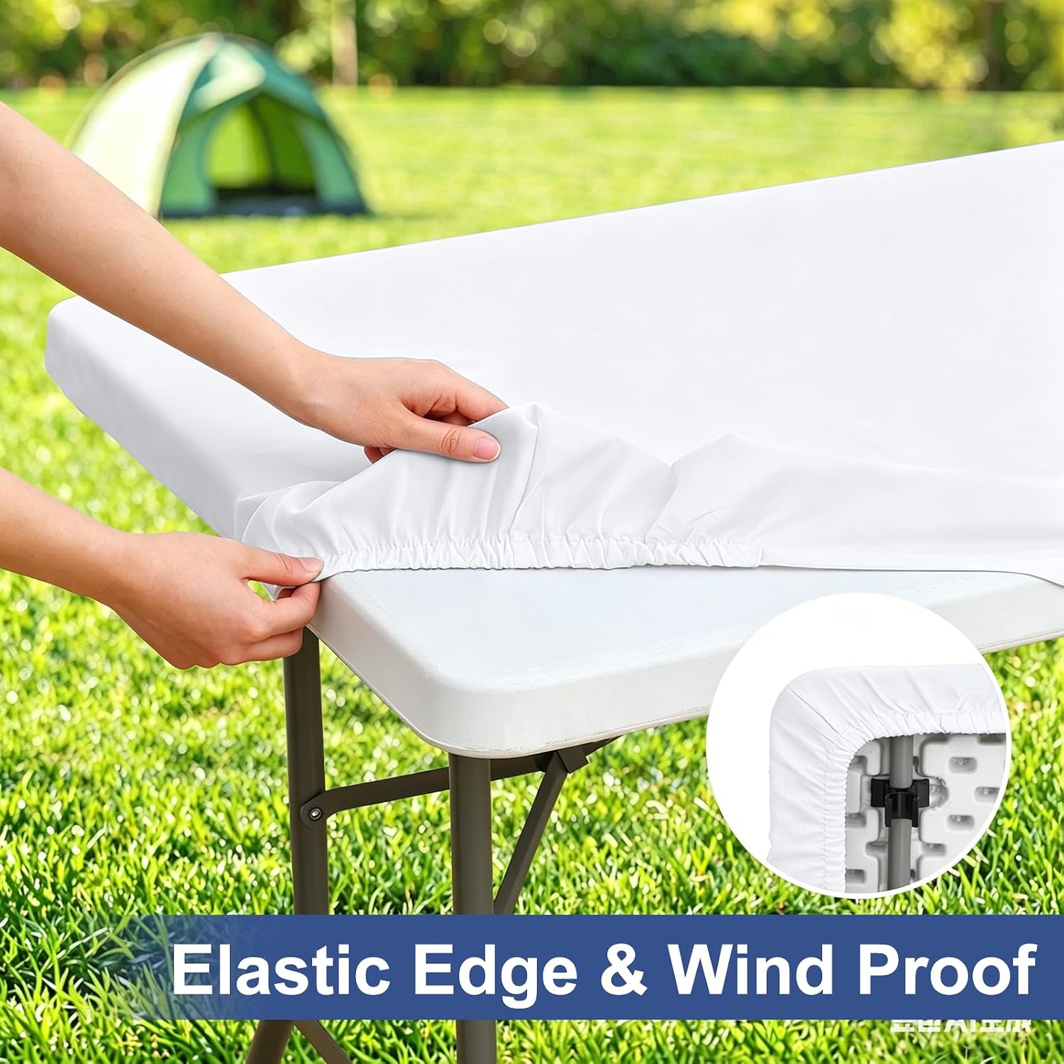 Detalle de homing Rectangle Table Cloth Cover (Waterproof Elastic Fitted), 30" x 72" for 6 Foot Folding Tables