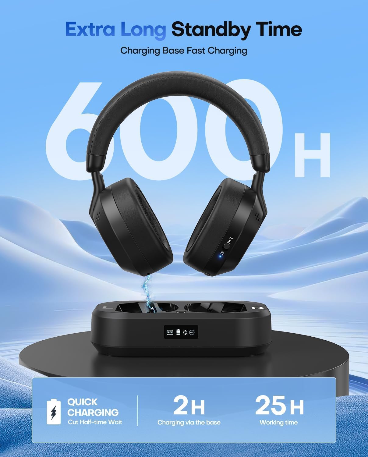 Detalle de Wireless Headphones for TV with LED Display 25h