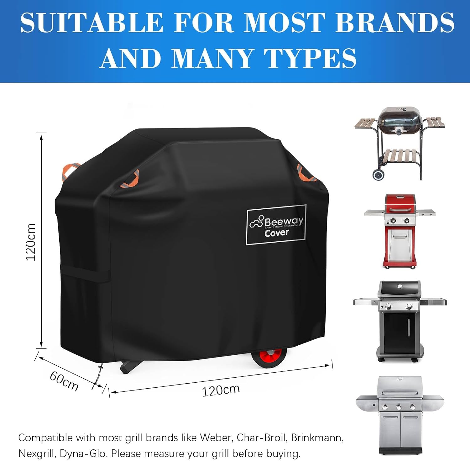 Thumbnail 1 de BEEWAY Barbecue Cover: Heavy-Duty 120 x 60 x 120cm UV & Waterproof Grill Shelter