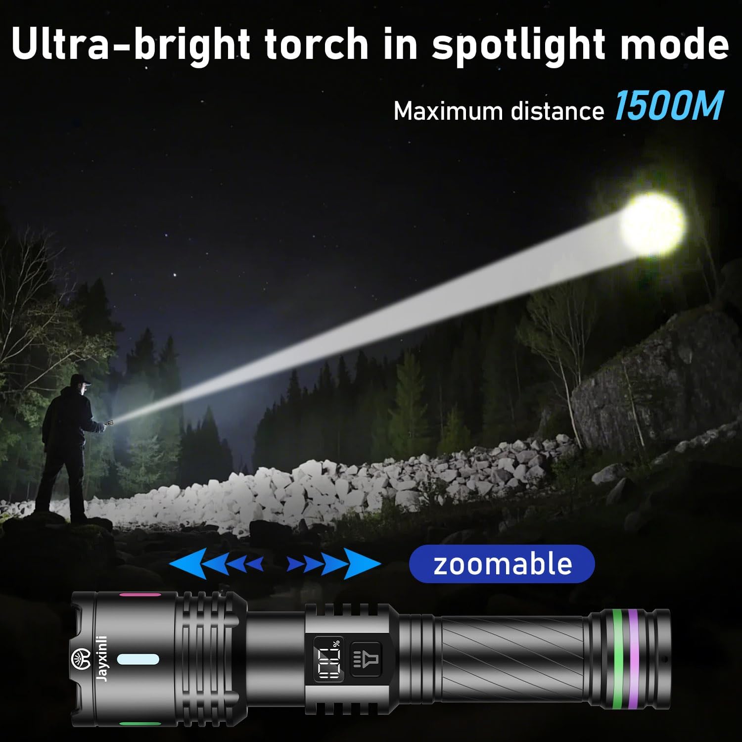 Thumbnail 2 de Jayxinli LED Torch 2-Pack 500000 Lumen