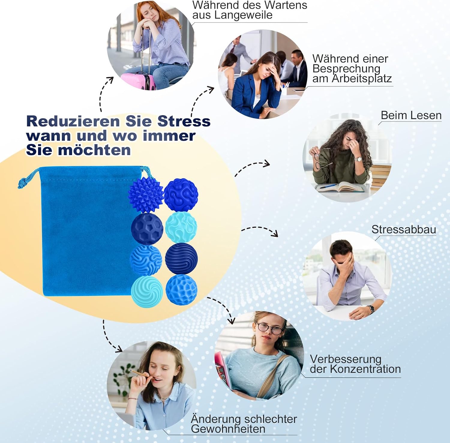 Detalle de Zingbee 8er Magnetische Fidget Toys aus Silikon – Stressabbau mit magnetischen Kugeln (Blau)