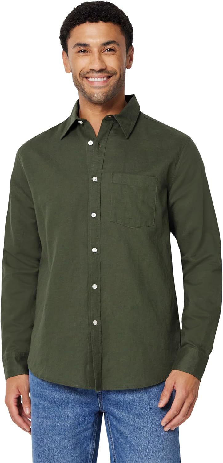 Detalle de Amazon Essentials Men's Regular-Fit Long Sleeve Linen Blend Shirt