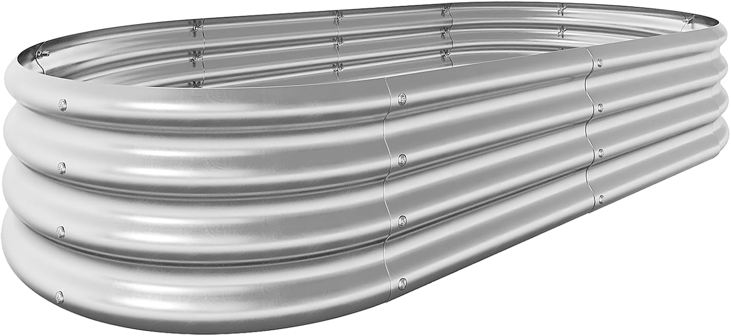 Thumbnail 6 de Bamworld Orto Rialzato da Esterno Rotondo 2 Pezzi – Fioriere in Metallo Zincato 60x30cm Argento