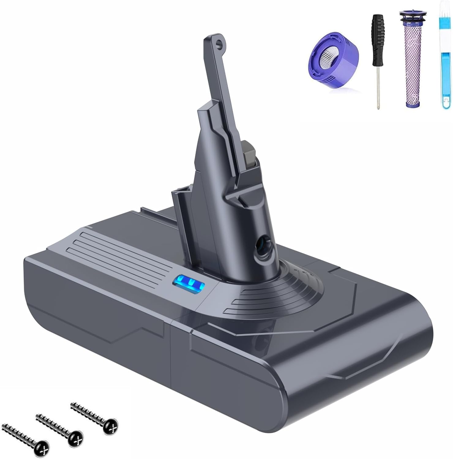 Thumbnail 6 de FLYLINKTECH 8.0Ah V8 Akku für Dyson V8 Absolute/Animal/Fluffy/Motorhead (bis zu 8.000 mAh) – mit 2+1 Filtern und Schrauben