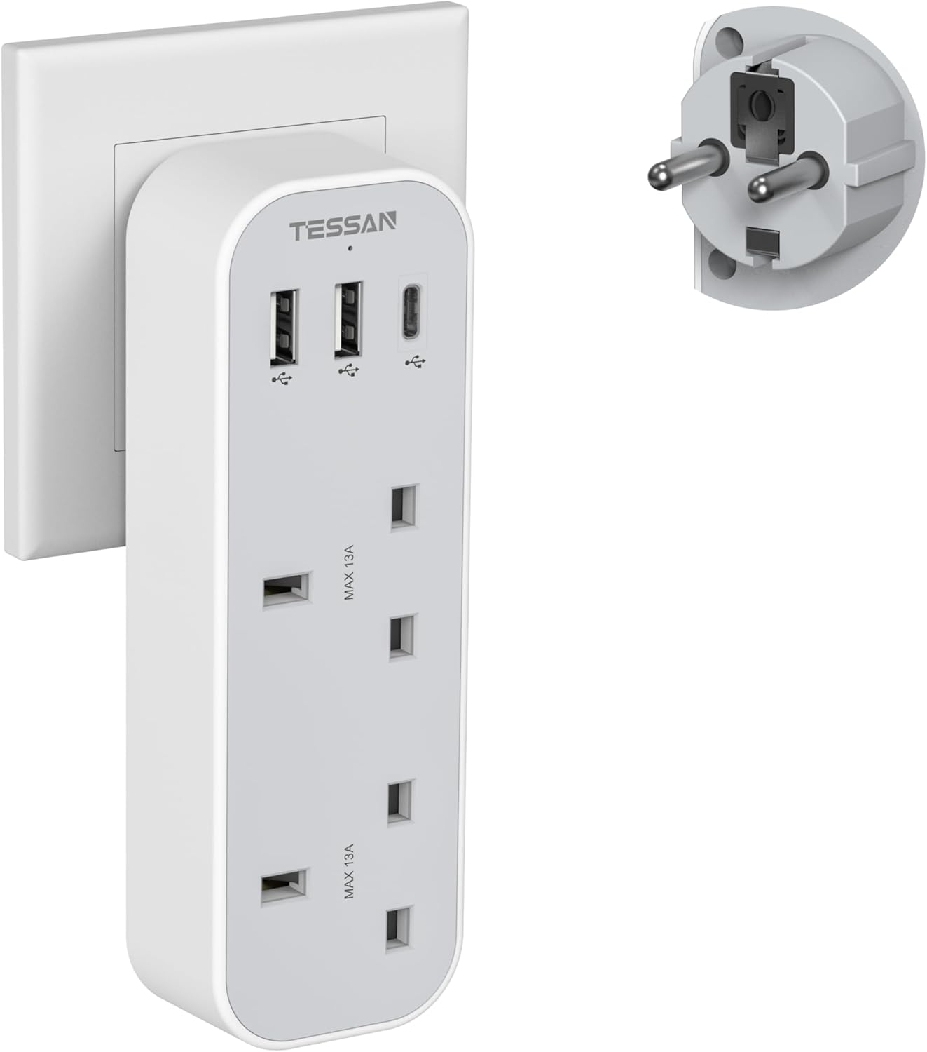 Imagen de TESSAN UK to European Travel Plug Adapter en OfertitasTOP