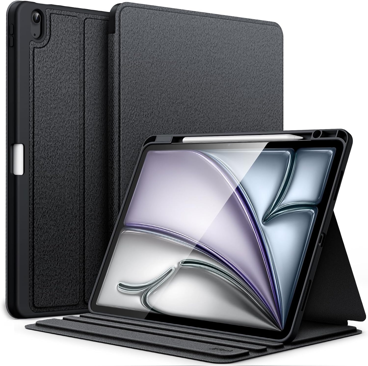 Detalle de JETech Slim Folio Case for iPad Air 13-inch (M4/M3/M2, 2026/2025/2024) with Pencil Holder, Auto Wake/Sleep – Black