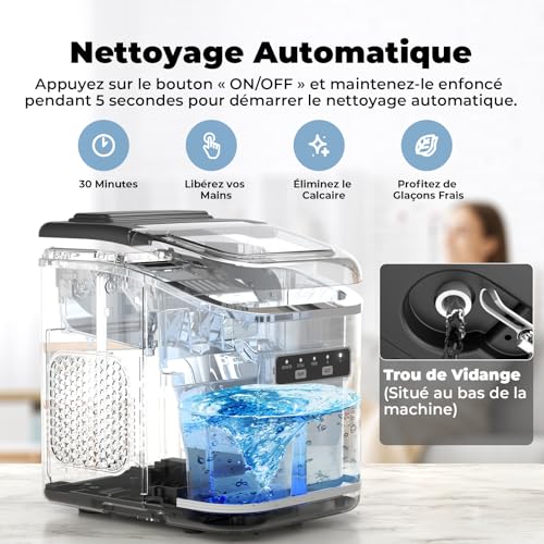 Thumbnail 4 de Acmeenjoy Machine à Glaçons – 9 glaçons en 6–8 min, 12 kg/jour, autonettoyante