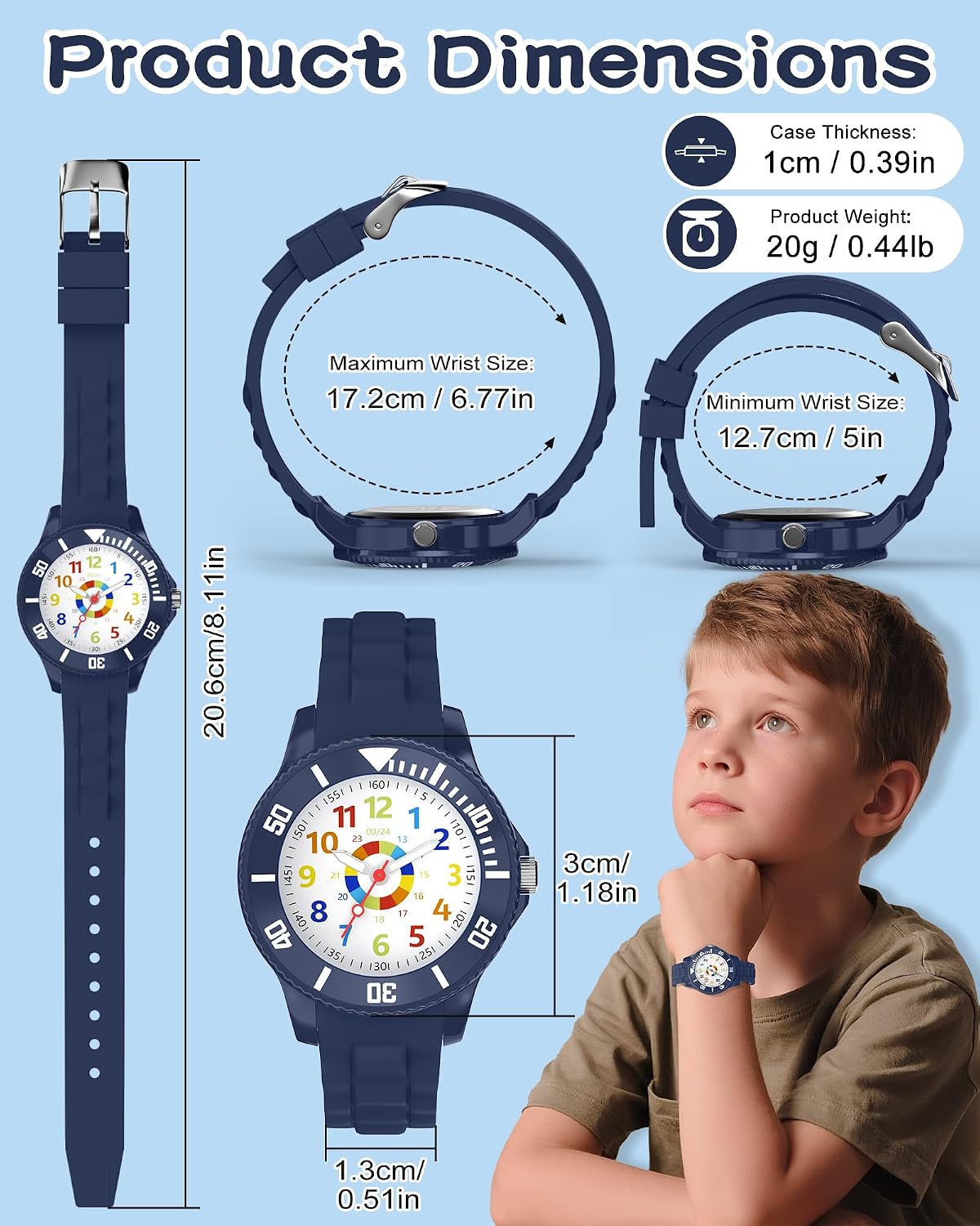 Detalle de Ayybboo Analog-Kinderuhr für Jungen und Mädchen 4–12 Jahre