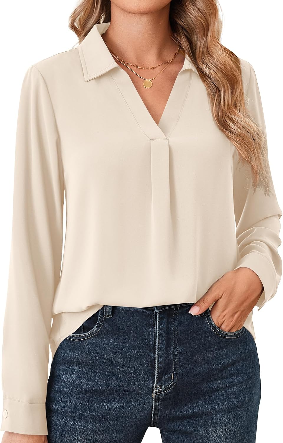 Detalle de Langarmshirt V-Ausschnitt für Damen