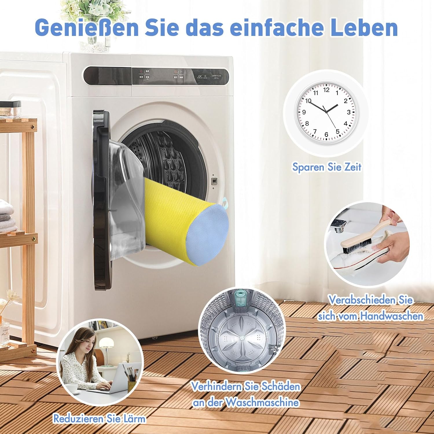 Detalle de Teletrogy Schuhwaschbeutel (2er-Set) mit 3D-Netz und verstellbaren Schuhspannern, bis Max EU46