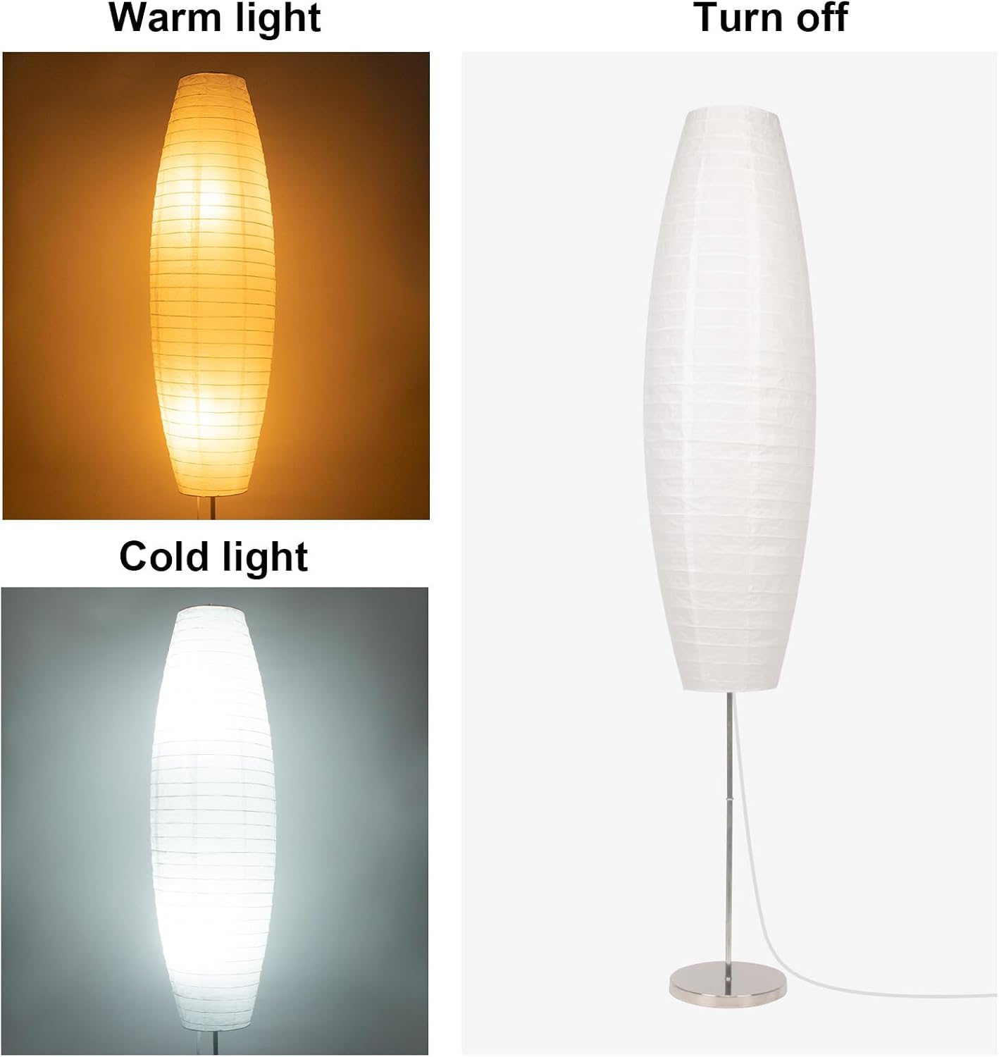 Detalle de Lianheng Paper Floor Lamp, Rice Paper Oval Lamp – Beige