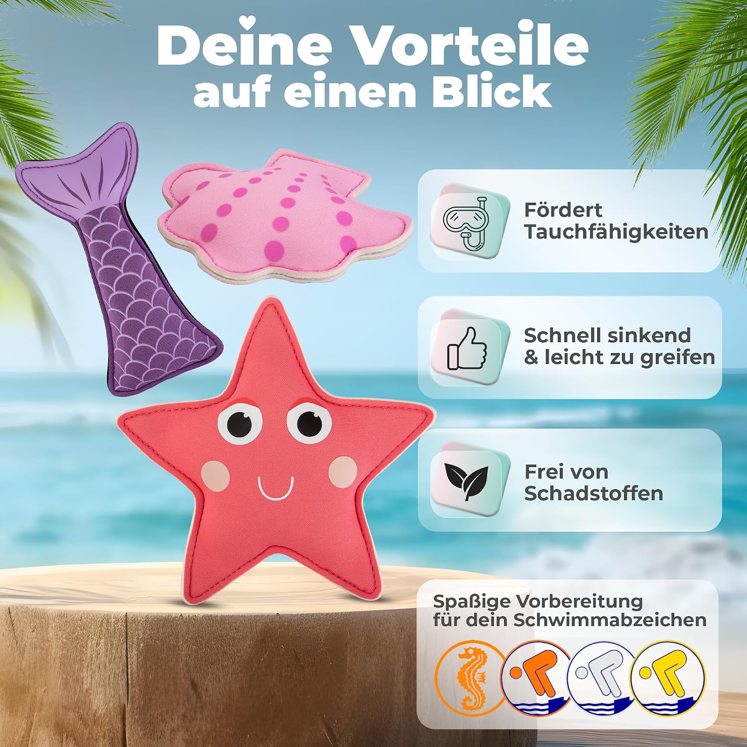 Detalle 2 de KIDVERSE Tauchtiere für Kinder (Ocean Magic Pink) – Neopren-Tauchspielzeug fürs Pool-Tauchen