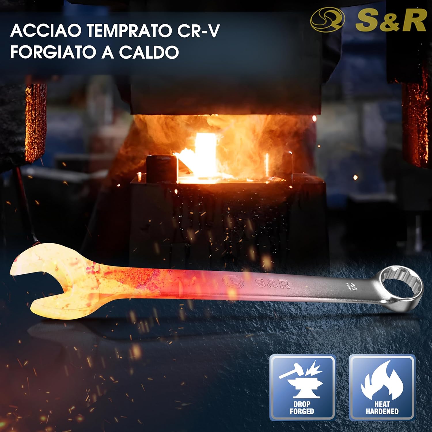 Thumbnail 6 de S&R Set 15 Chiavi Inglesi Combinate Anello e Forchetta 6–22 mm: qualità industriale per uso professionale