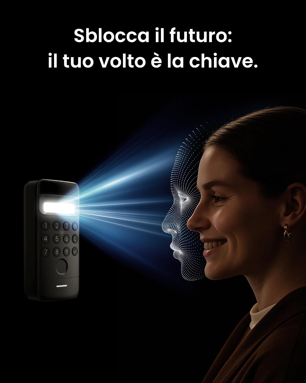 Detalle de SwitchBot Lock Ultra con Tastierino e Riconoscimento Facciale 3D: serratura smart senza trapano, con Matter e integrazione vocale