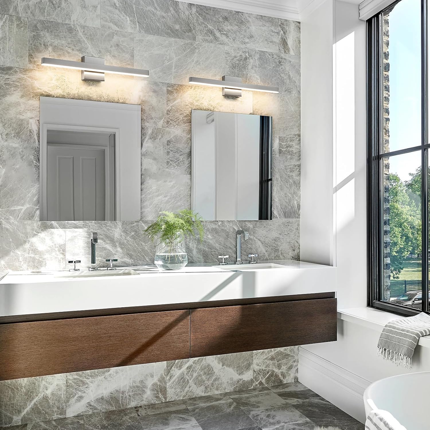 Thumbnail 1 de KAISITE KST-8203-CA 24-Inch Brushed Nickel LED Vanity Light, Dimmable 5CCT