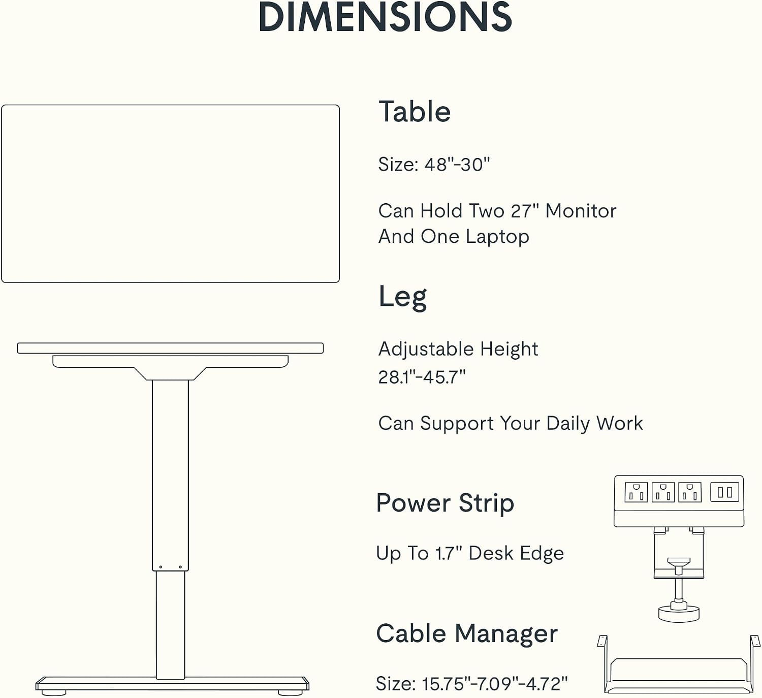 Thumbnail 6 de FLEXISPOT EN2 48 x 30-Inch Electric Standing Desk with White Wood Top
