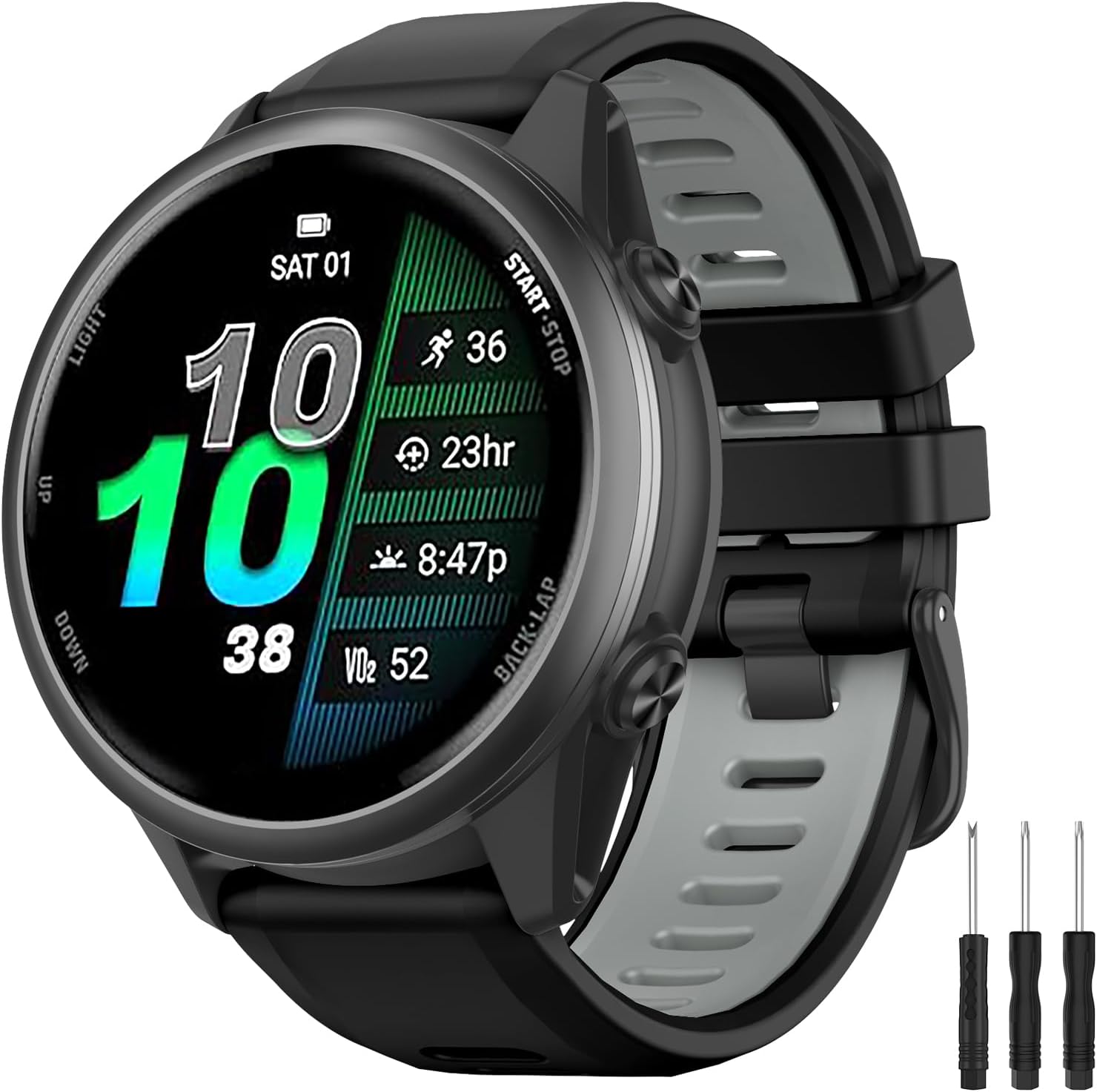 Detalle de OVERSTEP 22mm silicone watch bands for Garmin Forerunner 970/965/955/945 & Descent G1/G1 Solar