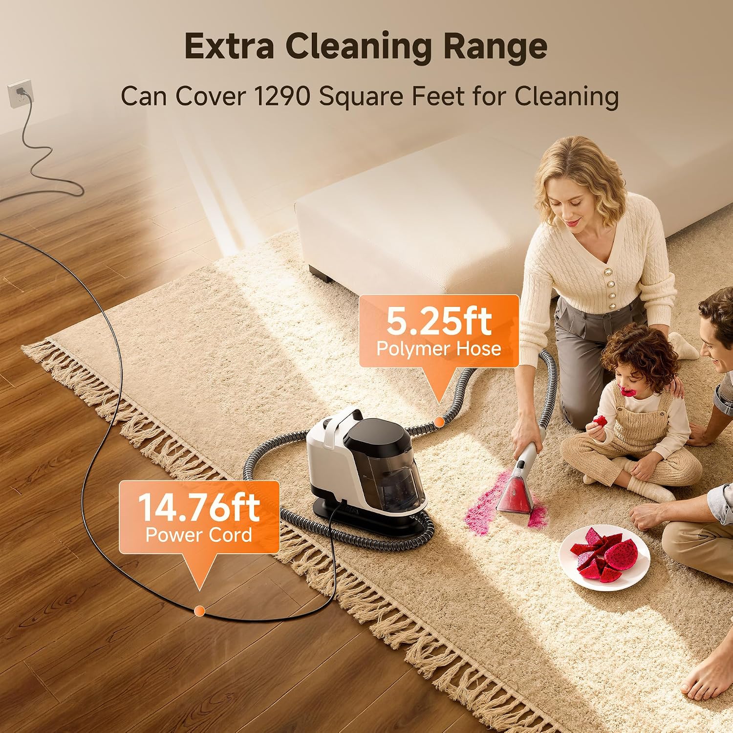Detalle 2 de uwant Y100OXY Portable Carpet Cleaner, 18Kpa Suction and Pet Pro Solution