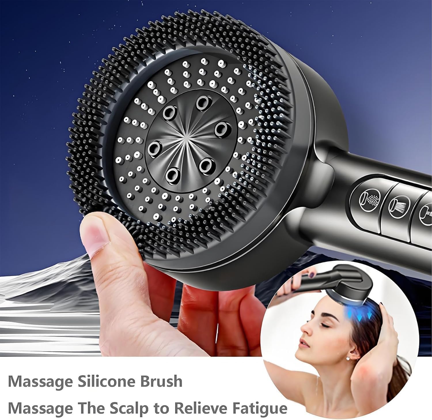 Thumbnail 5 de Filtered Shower Head with Handheld, High Pressure 5 Spray Mode with Filters, ON/OFF Switch & Hard Water Bracket