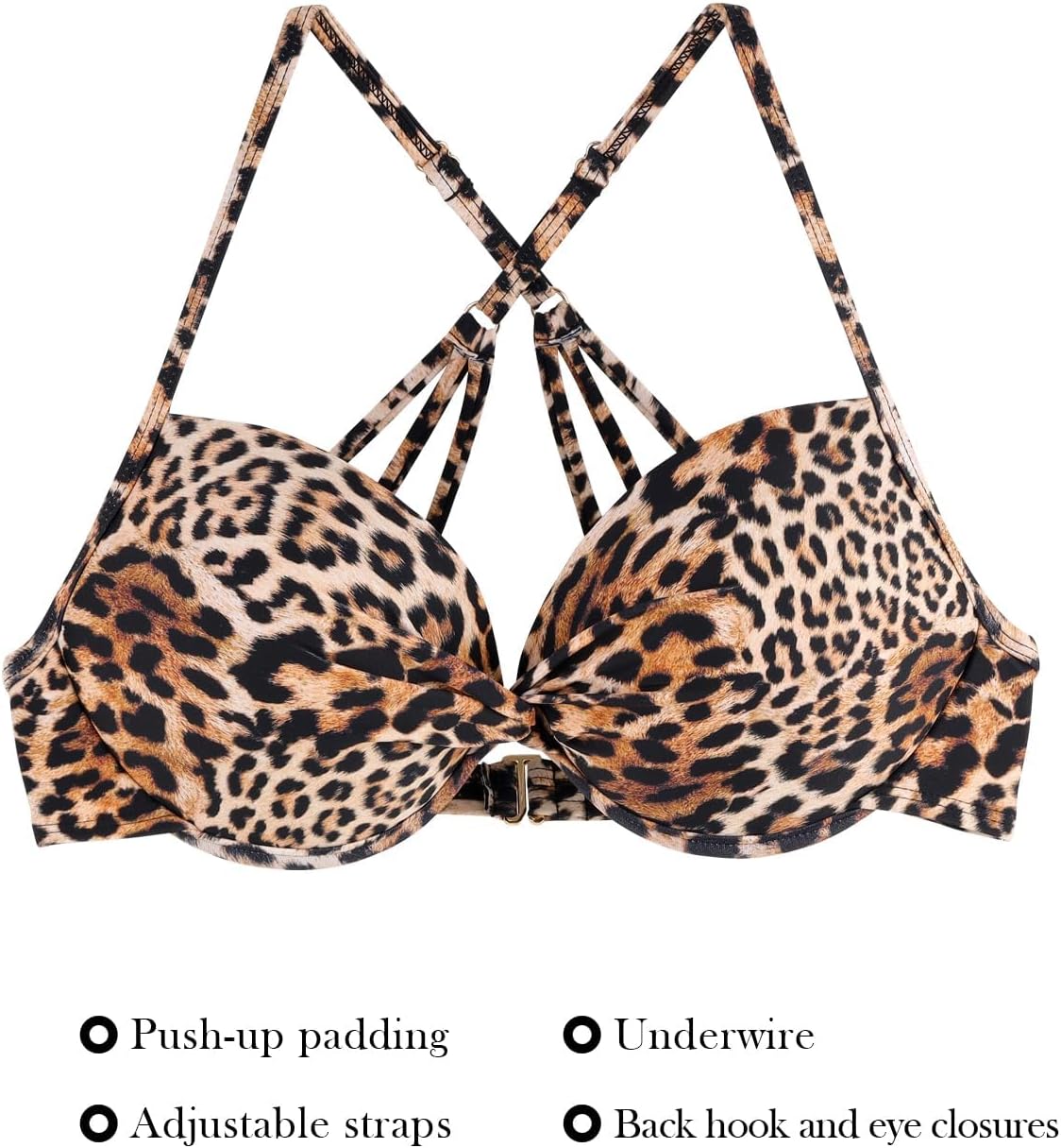 Thumbnail 4 de RELLECIGA Women's Underwire Twist Front Push Up Bikini Top with Molded Cups
