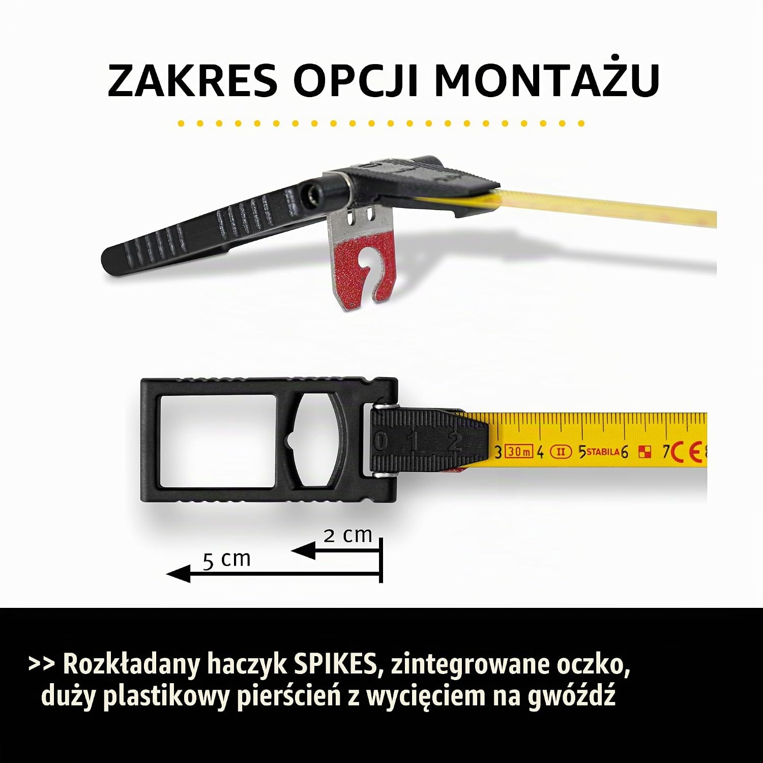 Detalle de Stabila LBM 1000, 50 m – stalowa taśma miernicza z powłoką NYLON-WRAP