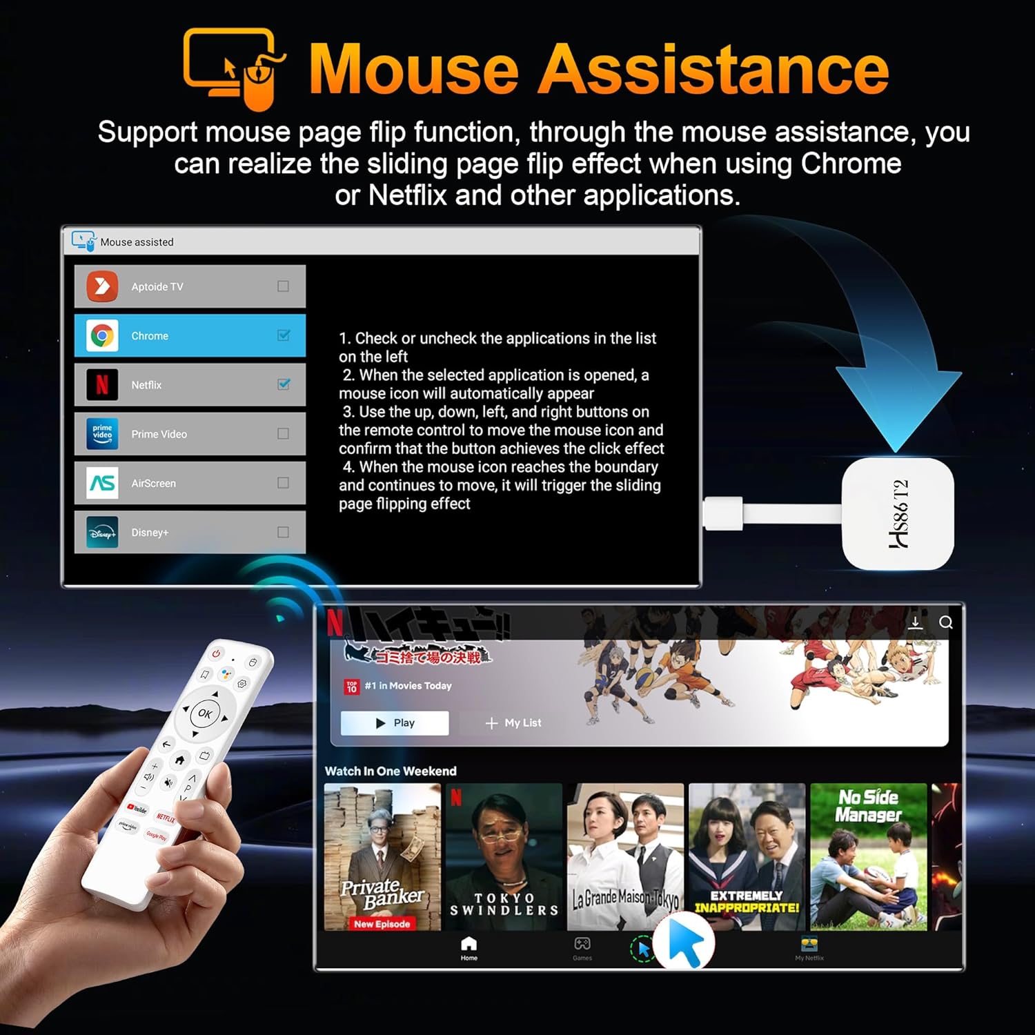 Thumbnail 6 de Android 14.0 TV Stick (RK3518) with 2GB RAM / 16GB ROM, 4K Ultra HD, Wi‑Fi 2.4G/5G, Bluetooth 5.4