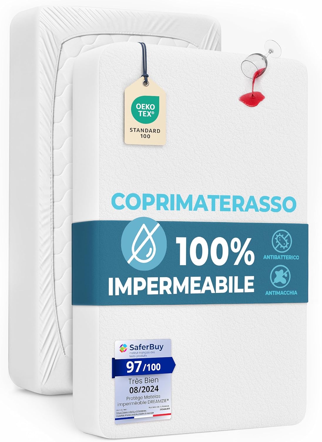 Dreamzie Coprimaterasso Lettino 60x120 cm impermeabile – morbido, traspirante e lavabile a 60°C