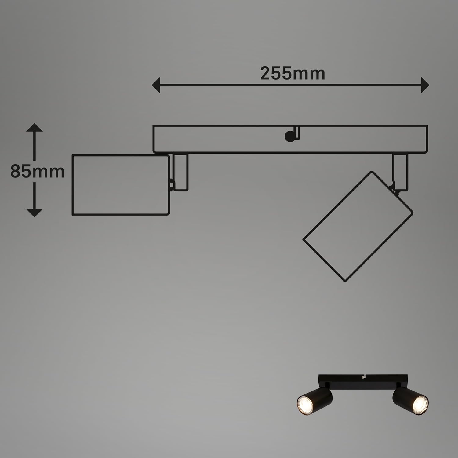 Thumbnail 4 de Briloner Plafoniera LED Soffitto GU10 a 2 Luci, Nero, IP20