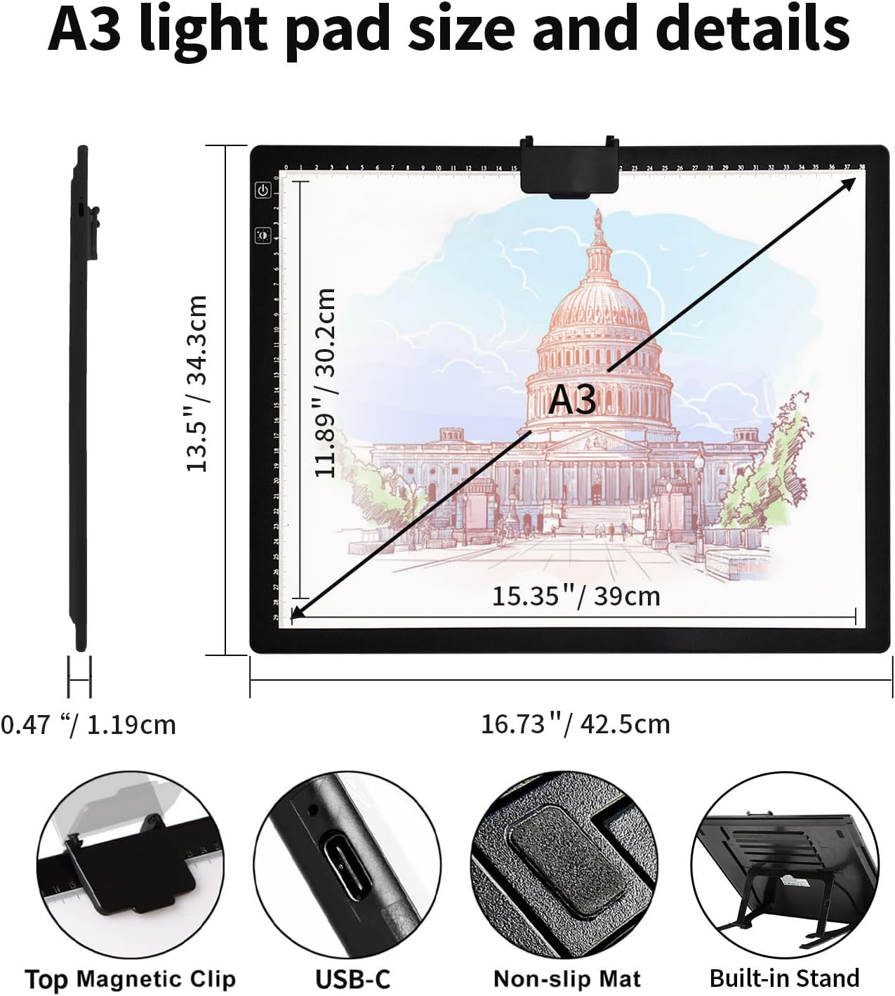 Detalle 1 de Zocelight A3 Rechargeable Light Pad for Diamond Painting ๐ผ