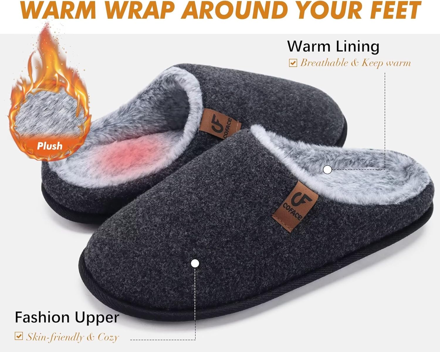 Thumbnail 3 de COFACE Cozy Memory Foam Slippers Size 7-15