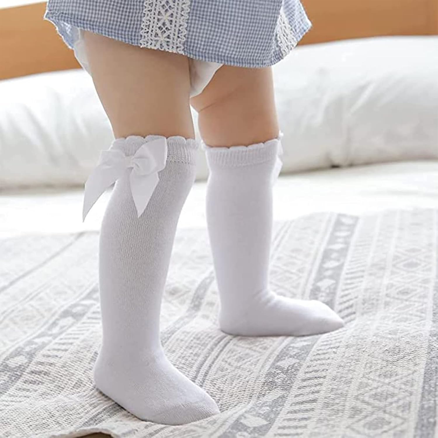 Thumbnail 3 de DRESHOW Baby Girl Knee High Socks – 5-Pack Cotton Blend with Bow, UK Sizes