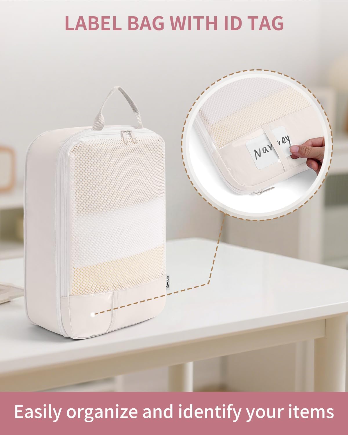 Detalle de Narwey Compression Packing Cubes 6‑Piece Set – Beige