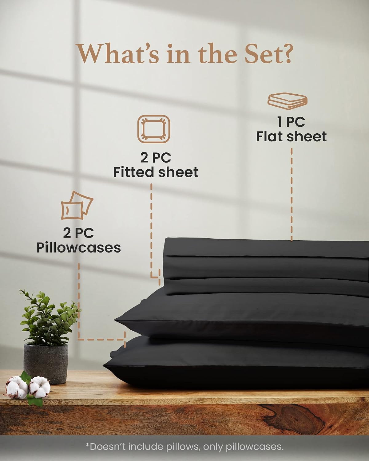 Detalle 2 de Split King Bed Sheet Set, Egyptian Cotton