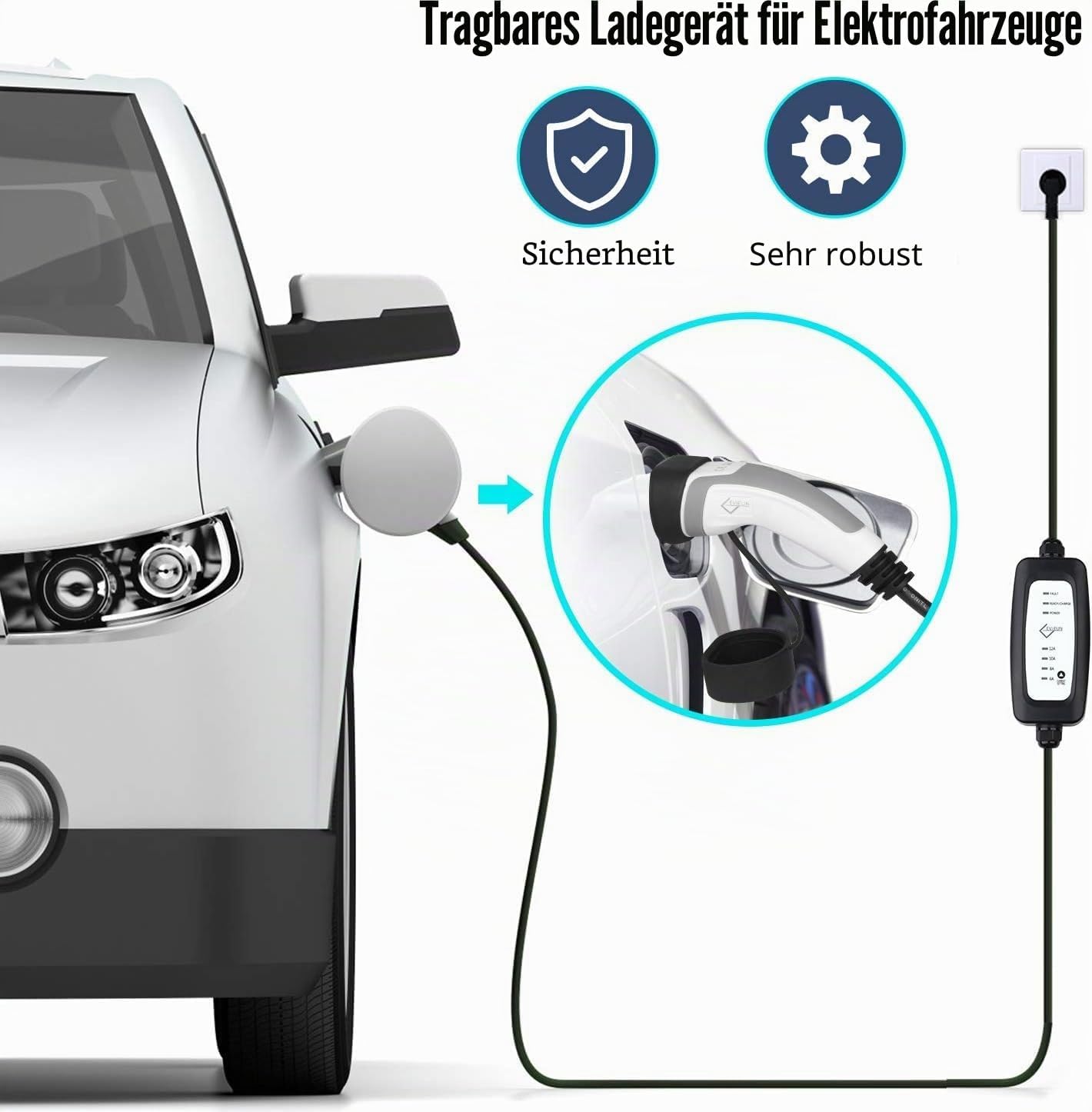 Thumbnail 6 de EVIEUN EV Ladekabel für Elektrofahrzeuge – Tragbares 2-Phasen EVSE Ladegerät mit 3,8 kW und IEC 62196-2 Typ 2 Kompatibilität