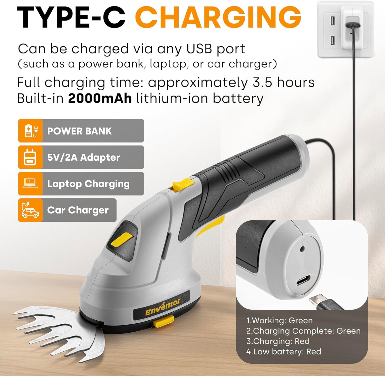 Thumbnail 6 de Enventor 2-in-1 cordless hedge trimmer 2000mAh