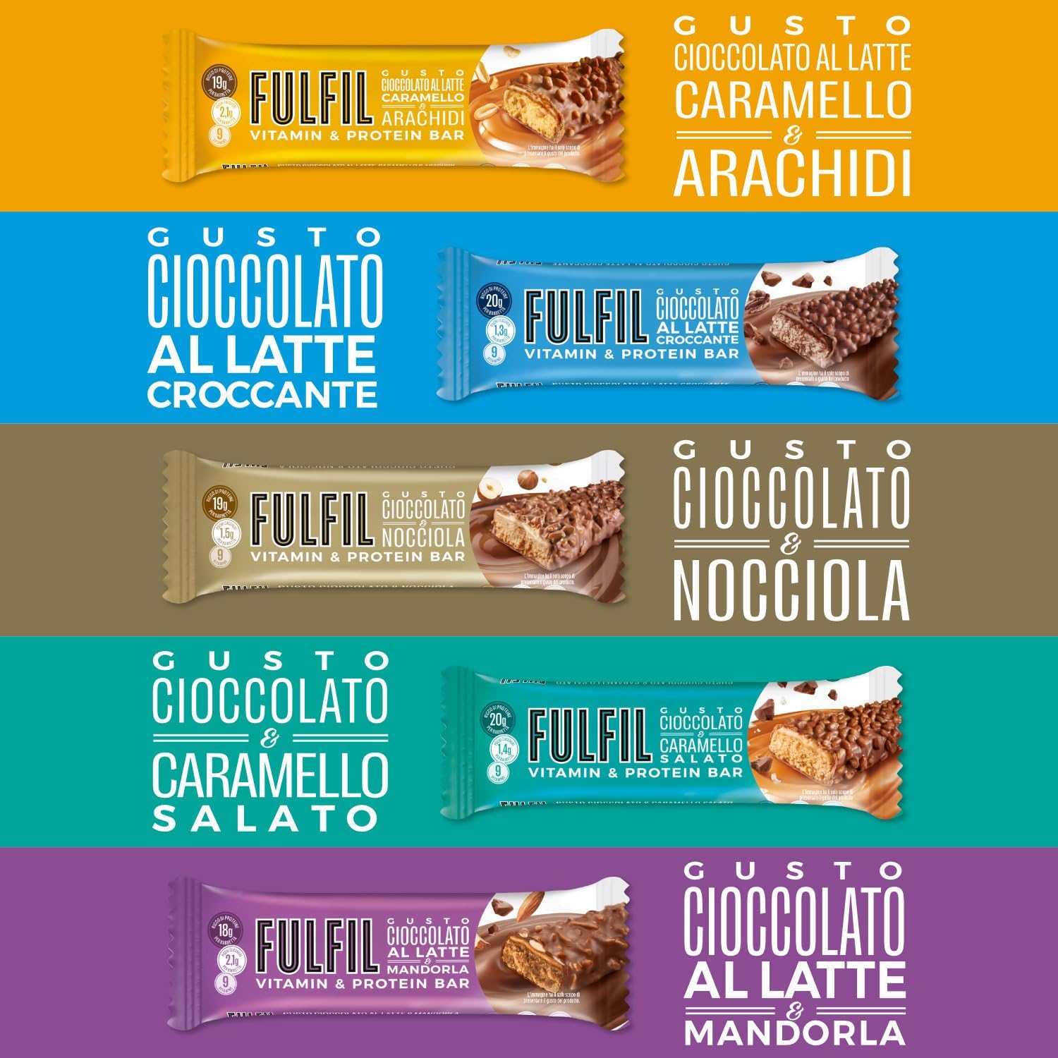 Thumbnail 6 de FULFIL - Barretta Proteica da 55 g, Cioccolato Caramello e Arachidi, confezione da 15 pezzi